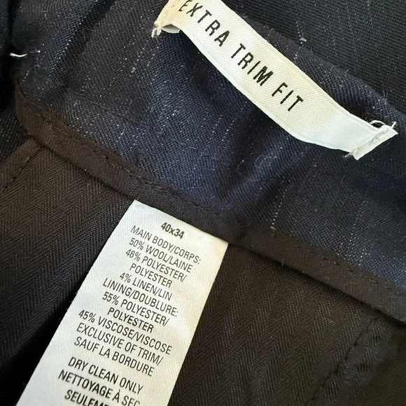 Cardinal Of Canada  Pants Slacks Trousers Navy Blend 40x34 Extra Trim Fit NWT - Picture 5 of 7